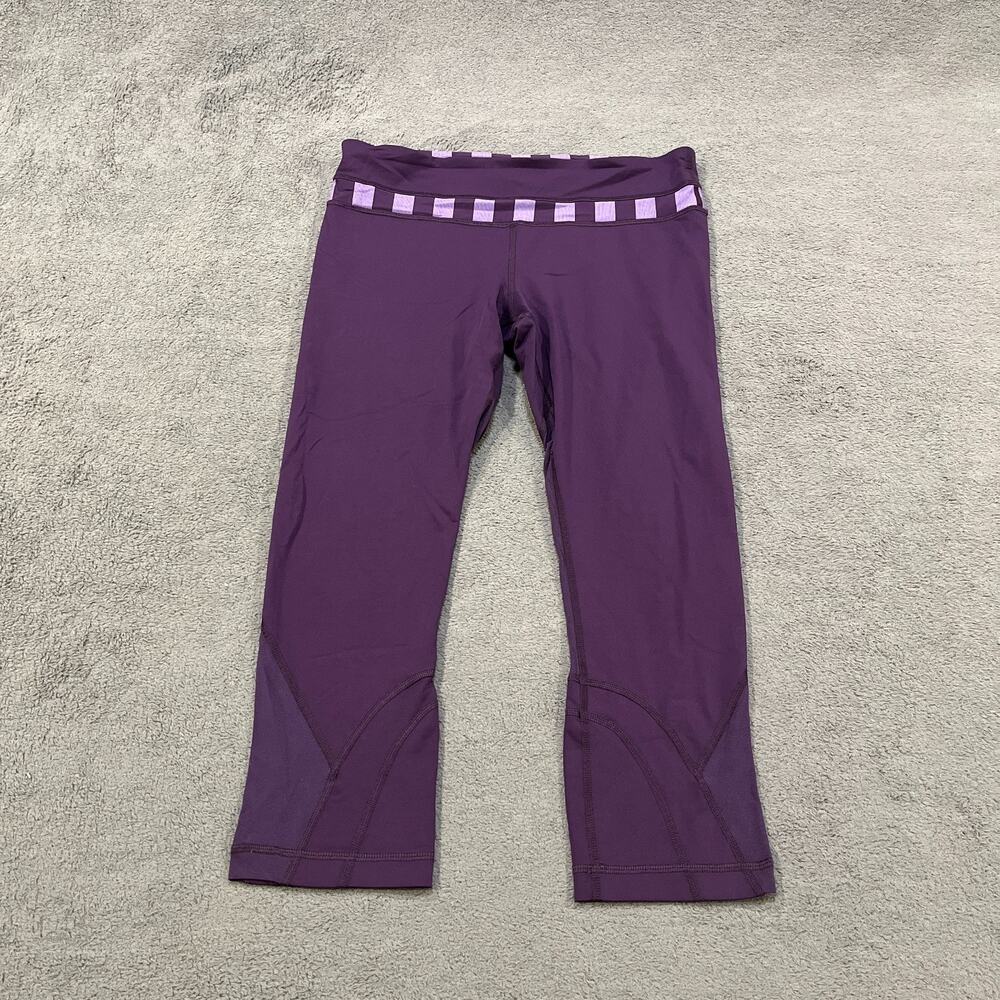 Lululemon Inspire Deep Purple Mid Rise Cropped Running Leggings Women's Size 8